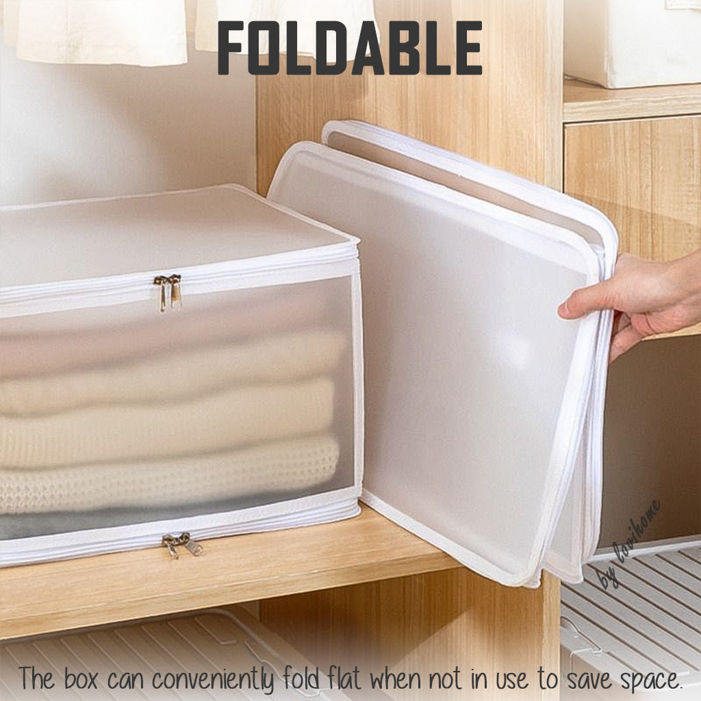 Transparent Wardrobe Organizer 6.7L (30x15x15cm) Clothes Storage Box Foldable Waterproof Closet Drawer Bedsheet Organiser