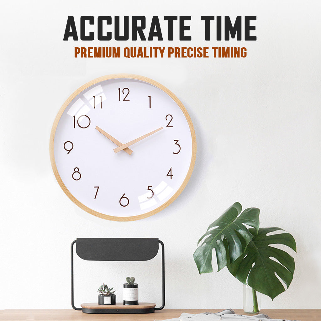 Pendulum White Dark Grey Clock Silent Quartz 30cm Wood Big Wall For Living Room Minimalist Modern Nordic Home Decor