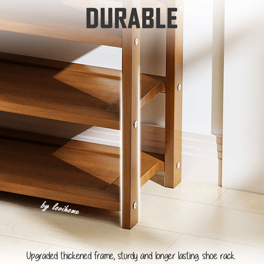 Installation Free Foldable Bamboo Shoe Rack 3 Layer 70cm Storage Eco-Friendly Shelf Organizer Outdoor BTO Organiser