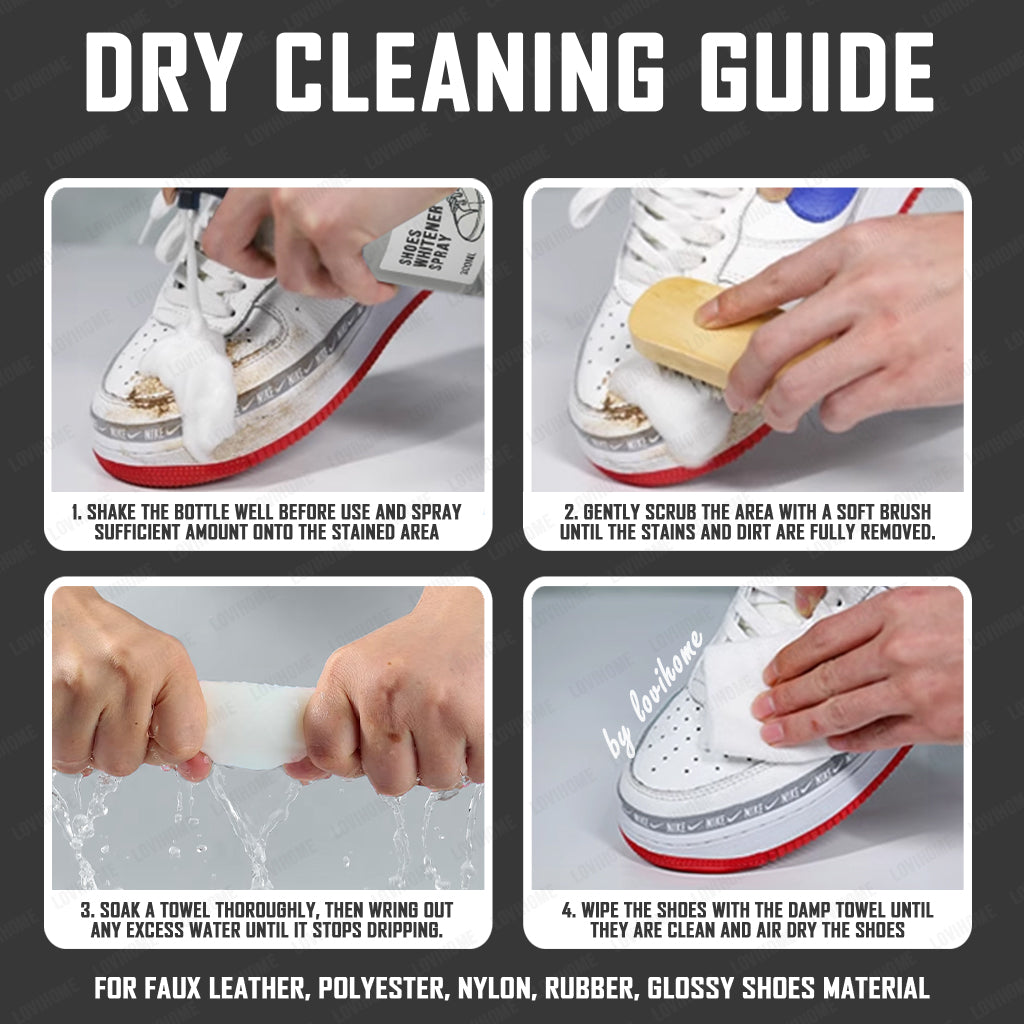 White Shoes Cleaner Foam Wash-Free Sneaker Whitener Shoe Stain Remover Spray