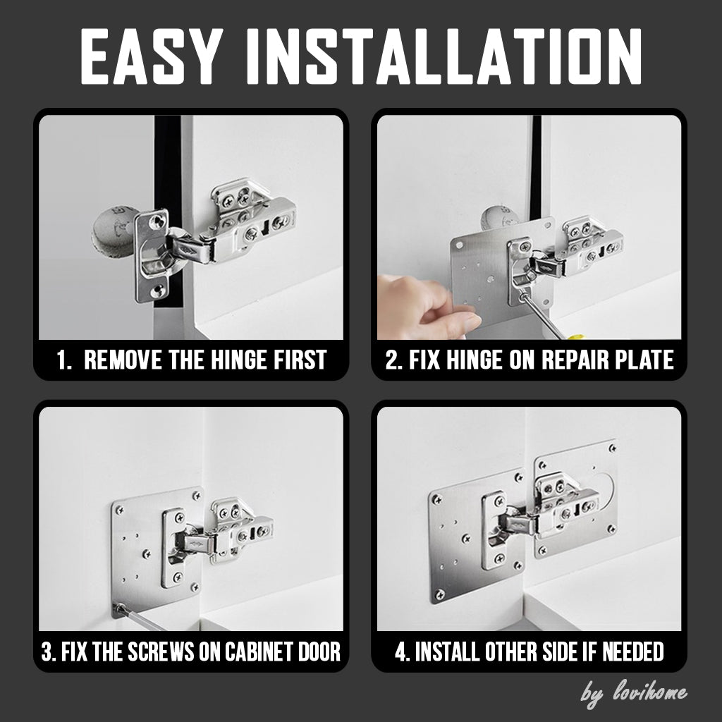 Stainless Steel Cabinet Door Hinge Repair Plate A Piece Big Hole 2pcs