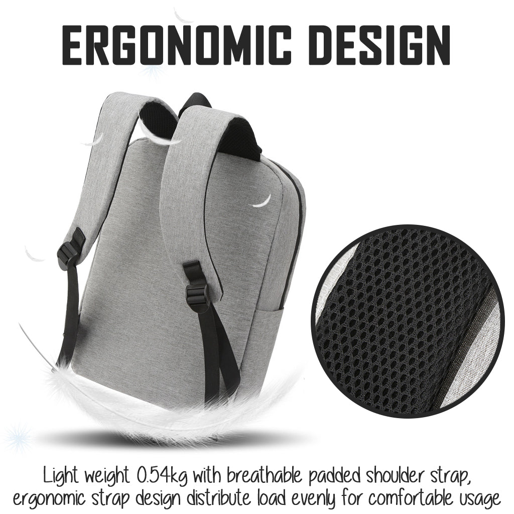 Laptop Backpack Grey 15.6 Inch with USB Port Men Woman Business Work Travel Bags Canvas Shoulder Bag