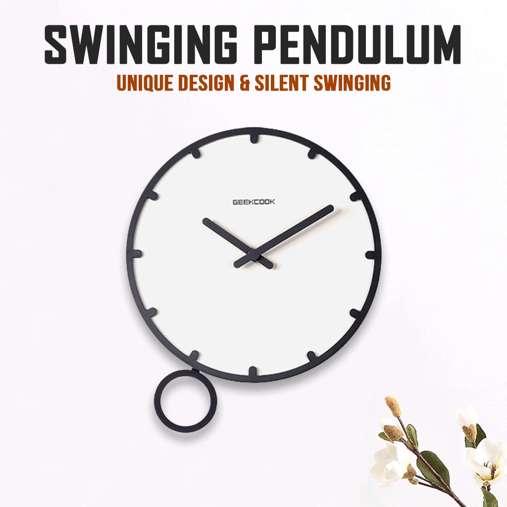 Pendulum White Dark Grey Clock Silent Quartz 30cm Wood Big Wall For Living Room Minimalist Modern Nordic Home Decor