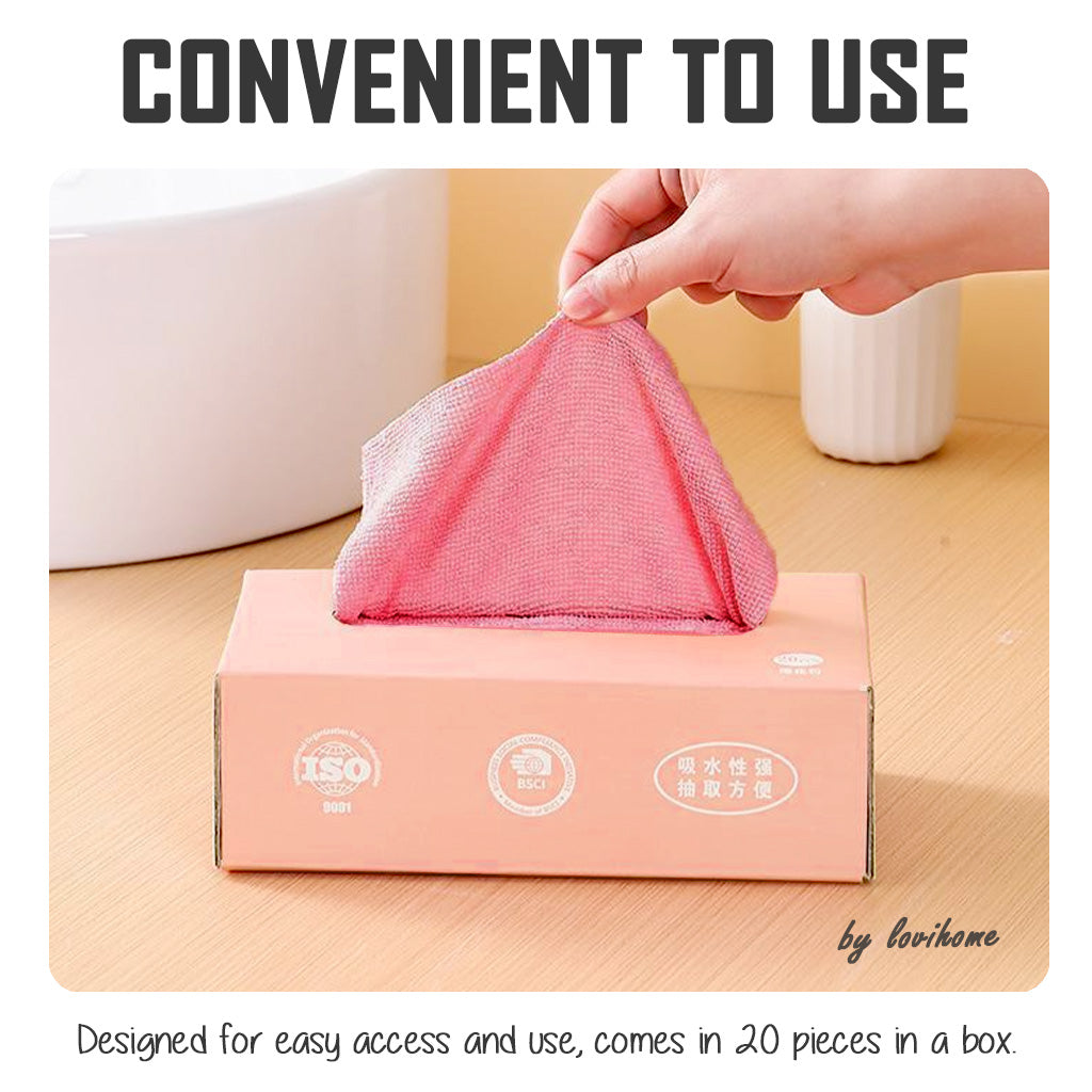 Disposable Microfiber Cleaning Cloth 2 Box Grey 20pcs Kitchen Wipe Table Towel