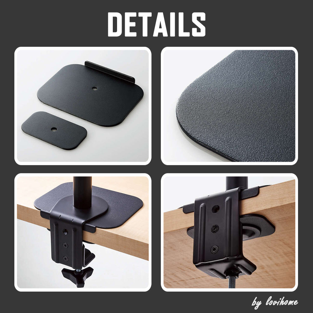 Steel Reinforcement Bracket Mount Plate for Thin, Glass, Wood, Fragile Table Tops, Monitor Stand C-Clamp & Grommet