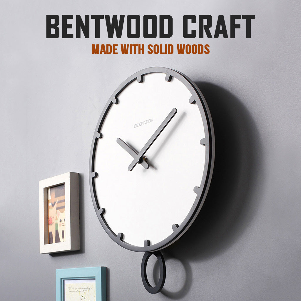 Pendulum White Dark Grey Clock Silent Quartz 30cm Wood Big Wall For Living Room Minimalist Modern Nordic Home Decor