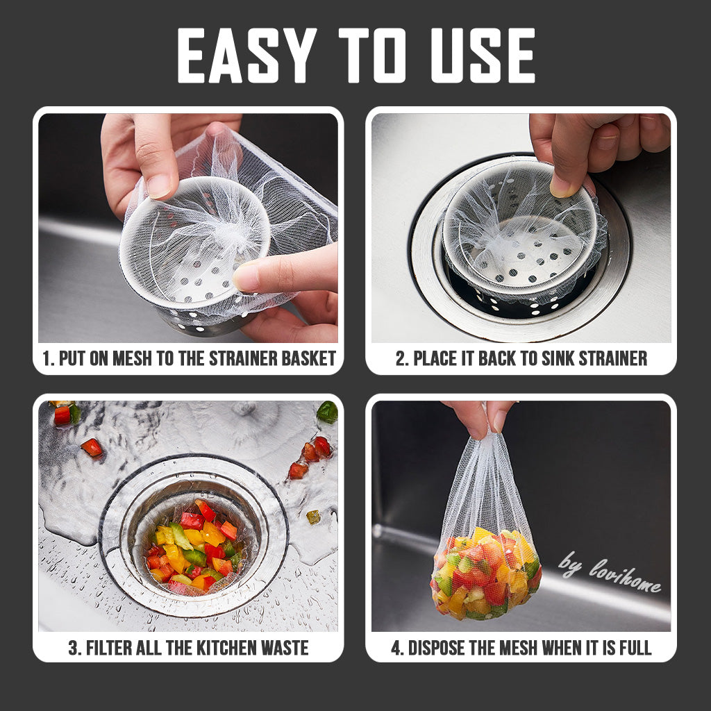 Disposable Sink Filter 25pcs Pack Drainage Mesh Net Kitchen Sink Strainer