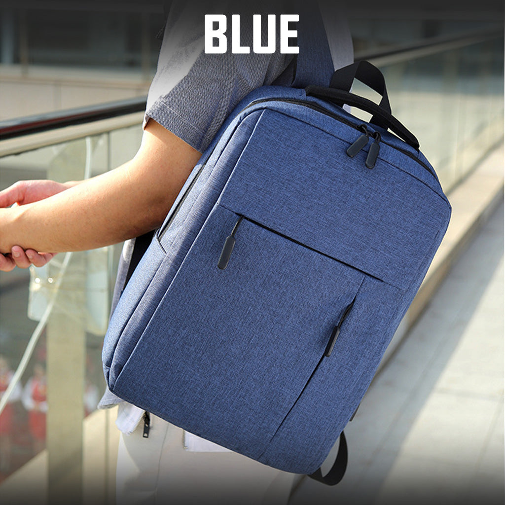 Laptop Backpack Blue 15.6 Inch with USB Port Men Woman Business Work Travel Bags Canvas Shoulder Bag
