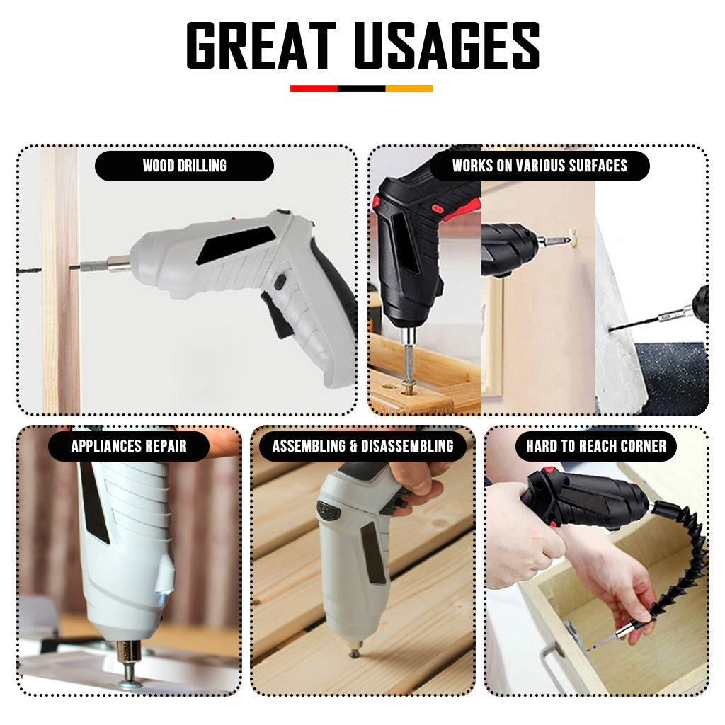 Premium Black Electric Screwdriver Drill Set USB 3.6V Mini Power Screw Driver Tools Home Tool Kit Box 电钻