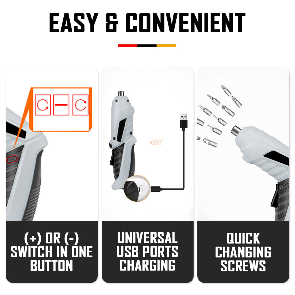 Premium Black Electric Screwdriver Drill Set USB 3.6V Mini Power Screw Driver Tools Home Tool Kit Box 电钻