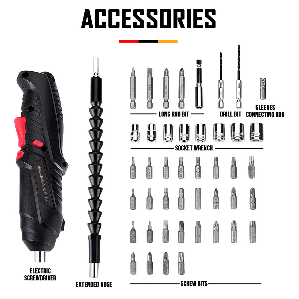 Premium Black Electric Screwdriver Drill Set USB 3.6V Mini Power Screw Driver Tools Home Tool Kit Box 电钻