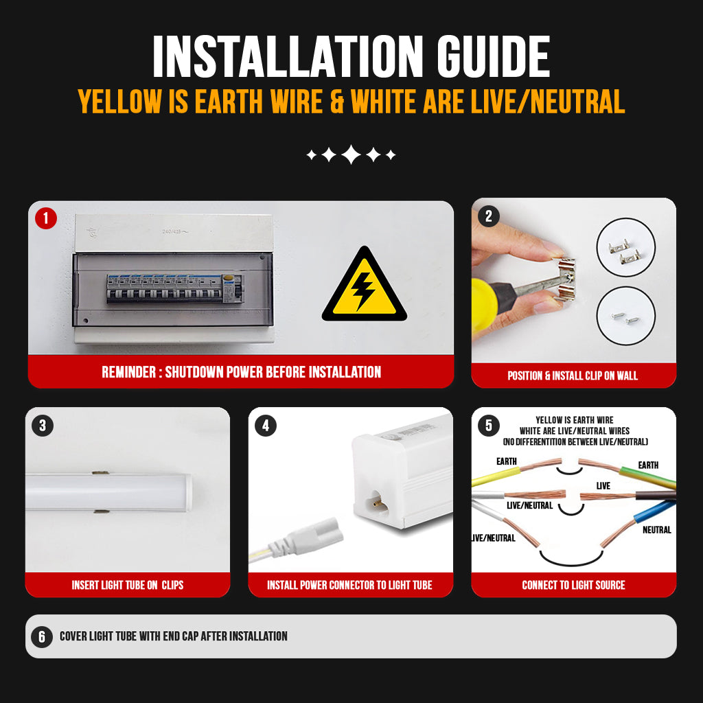 T5 LED Tube Light Set Warranty 2Y - Bright Comfortable Warm Lighting Bar Kitchen Room Ceiling Cove Lamp Connector