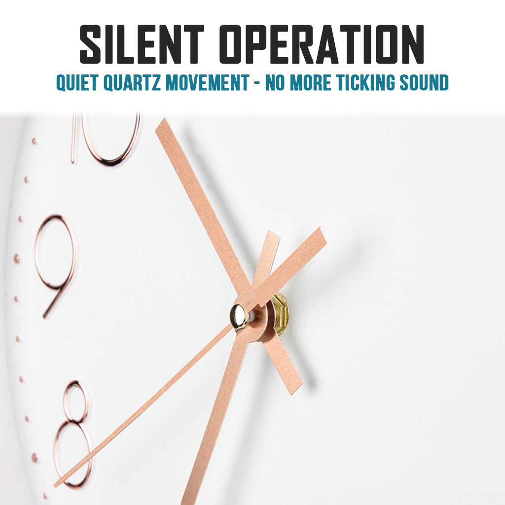 Rose Gold 30.cm Standard Minimalist Clock Silent Quartz For Living Room Kitchen Big Wooden Nordic Home Decor