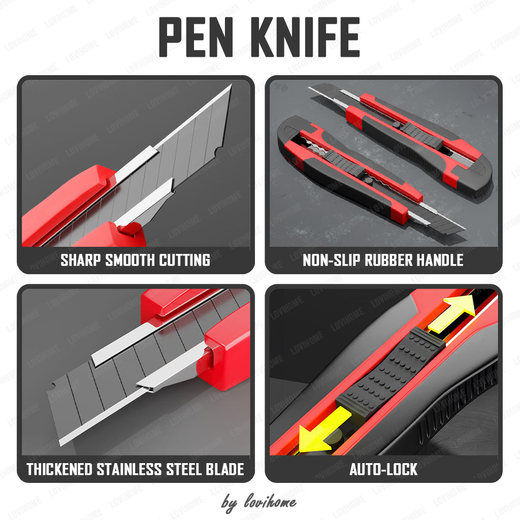 DIY Tools Set Stainless Steel Pen Knife Plier Mesh Scissors Wire Cutter Measuring Tape Super Glue Bundle