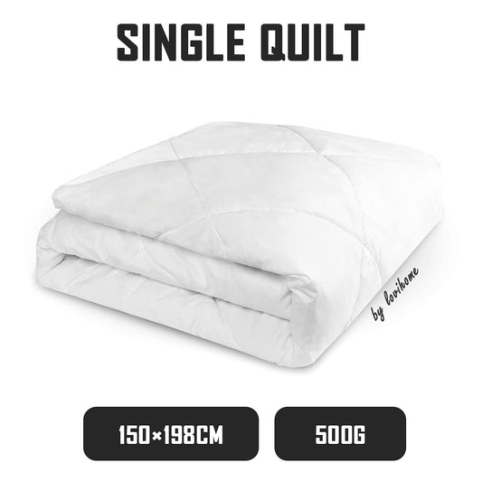 Quilt Insert Comforter Single Bed 150cm x 198cm Blanket Microfiber Fabric 4D Polyester Fiber