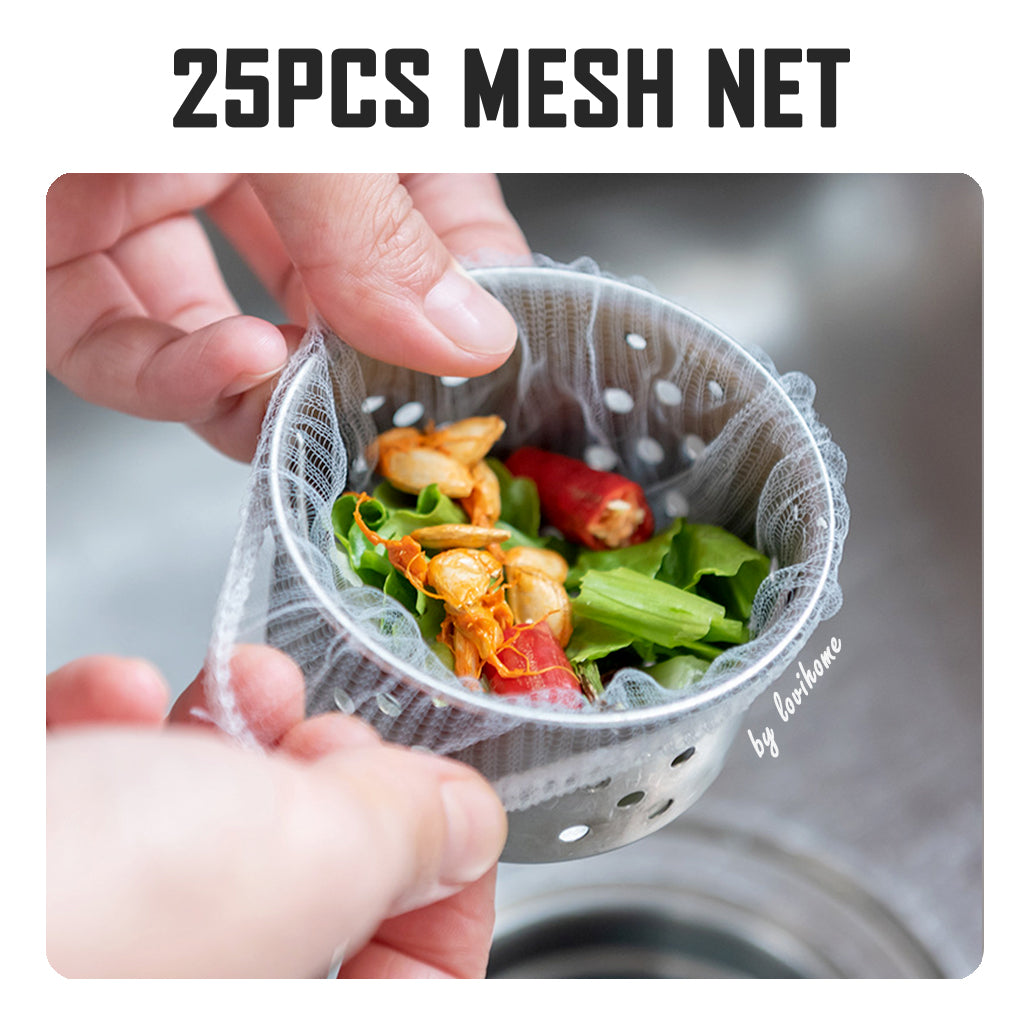 Disposable Sink Filter 25pcs Pack Drainage Mesh Net Kitchen Sink Strainer