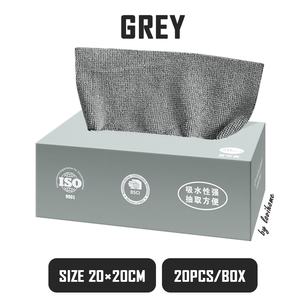 Disposable Microfiber Cleaning Cloth 2 Box Grey 20pcs Kitchen Wipe Table Towel