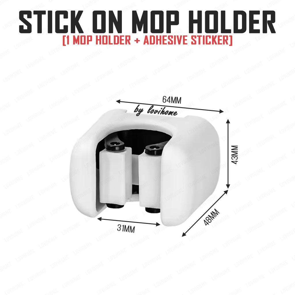 2pcs Stick On Mop Holder Broom Wall Mount No Drill Self Adhesive Bathroom Hanger Clip