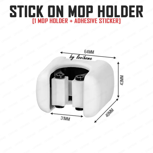 2pcs Stick On Mop Holder Broom Wall Mount No Drill Self Adhesive Bathroom Hanger Clip