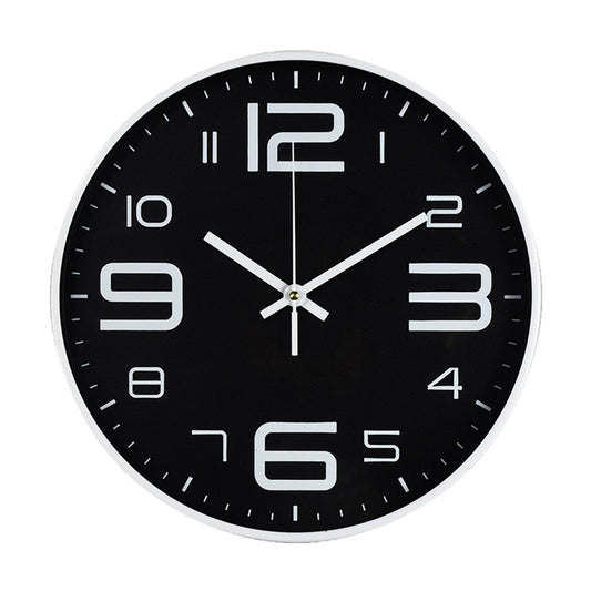 Black Large Numbers - White Frame 30.cm Standard Minimalist Clock Silent Quartz For Living Room Kitchen Big Wooden Nordic Home Decor