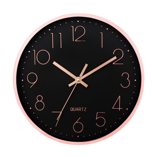 Black Rose Gold 30.cm Standard Minimalist Clock Silent Quartz For Living Room Kitchen Big Wooden Nordic Home Decor