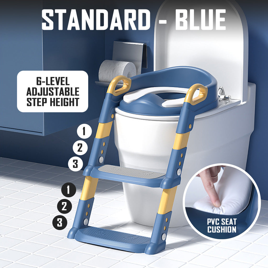 Standard Blue Yellow Toddler Potty Training Seat with Adjustable Ladder Non-Slip Step Kids Children Baby Toilet Bowl Seat Cover Stool