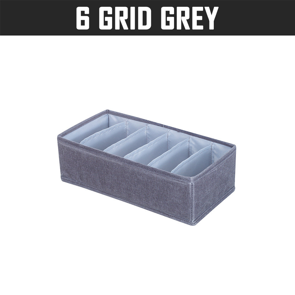 6 Grid Grey Clothes Organizer Wardrobe Storage Box Container Organiser Drawer Closet Underwear Socks