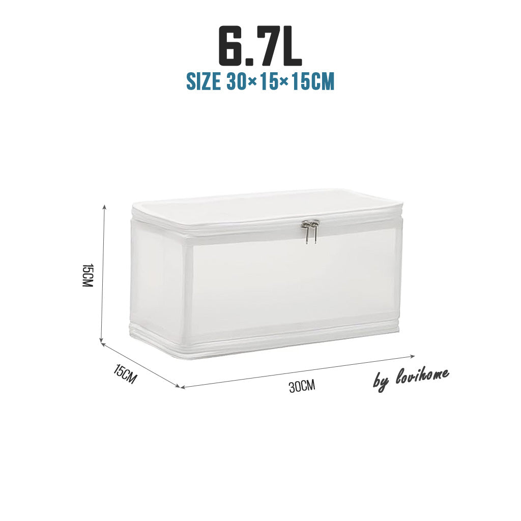 Transparent Wardrobe Organizer 6.7L (30x15x15cm) Clothes Storage Box Foldable Waterproof Closet Drawer Bedsheet Organiser