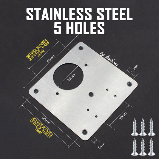 Stainless Steel Cabinet Door Hinge Repair Plate 5 Holes 2pcs
