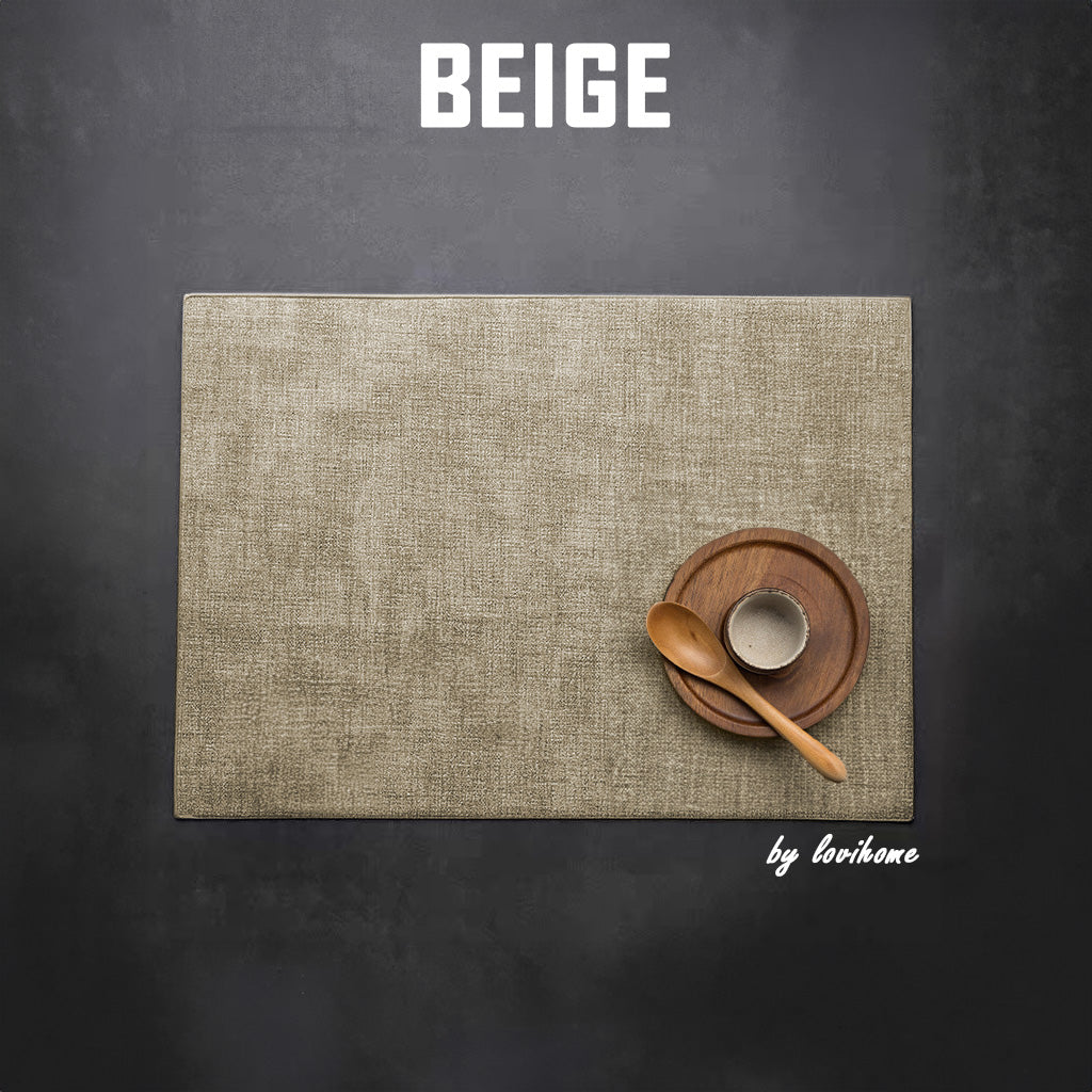 Waterproof Japanese-style Leather Beige Placemat Coaster for Dining Table Kitchen Placemat PU Tablemat