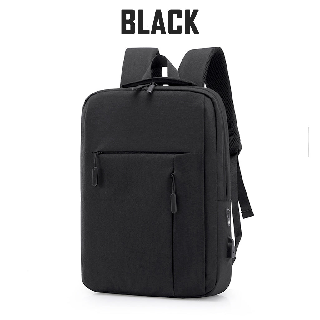 Laptop Backpack Black 15.6 Inch with USB Port Men Woman Business Work Travel Bags Canvas Shoulder Bag
