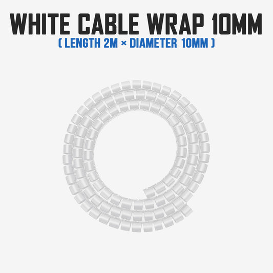 Cable Wrap Tube 10mm White Cord Protector Management Installer Clip