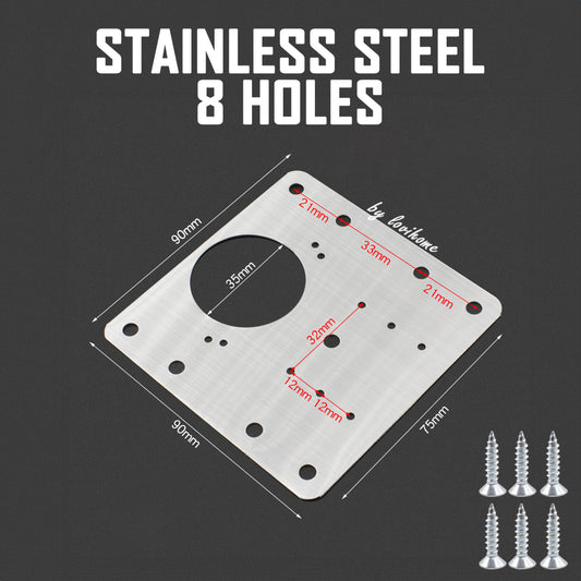 Stainless Steel Cabinet Door Hinge Repair Plate 8 Holes 2pcs