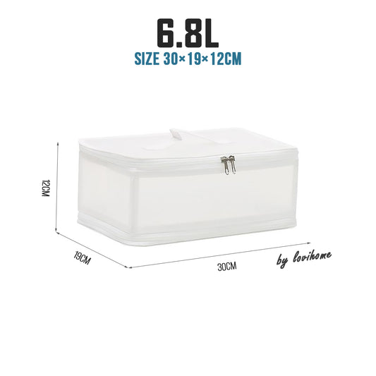 Transparent Wardrobe Organizer 6.8L (30x19x12cm) Clothes Storage Box Foldable Waterproof Closet Drawer Bedsheet Organiser