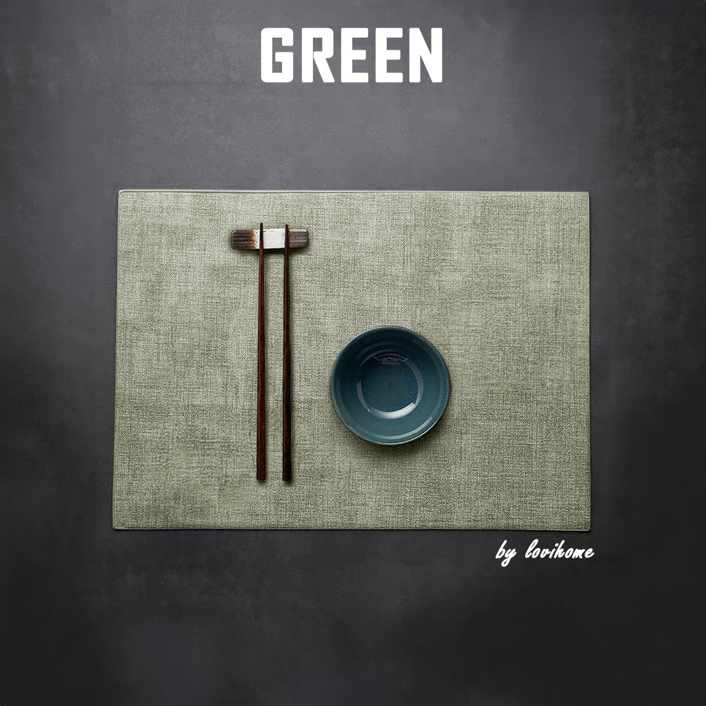Waterproof Japanese-style Leather Green Placemat Coaster for Dining Table Kitchen Placemat PU Tablemat