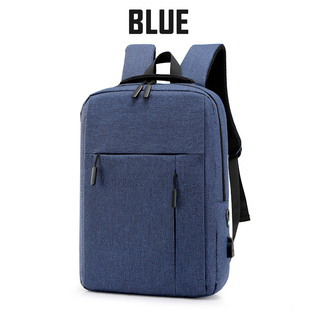 Laptop Backpack Blue 15.6 Inch with USB Port Men Woman Business Work Travel Bags Canvas Shoulder Bag