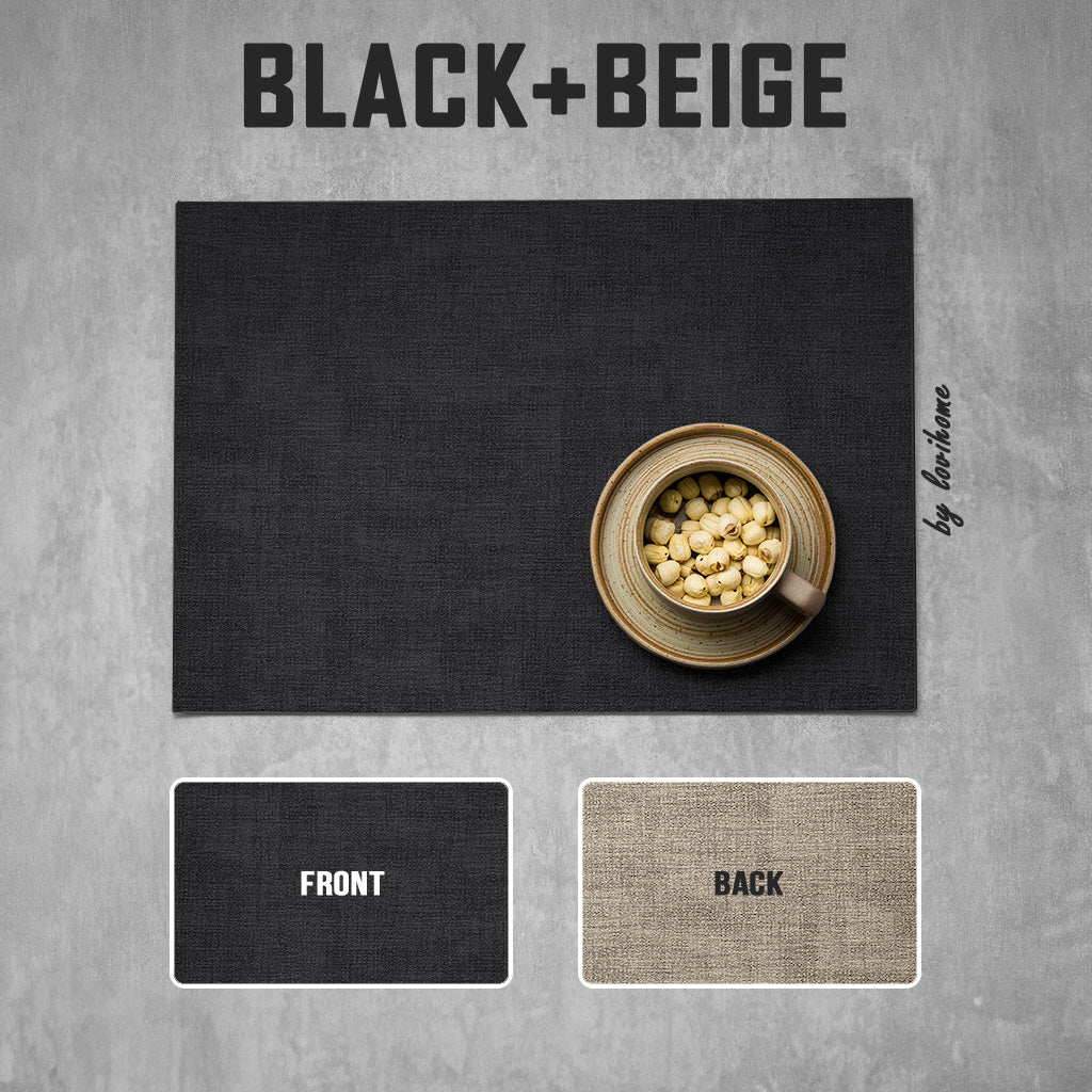 Waterproof Japanese-style Leather Black Beige Placemat Coaster for Dining Table Kitchen Placemat PU Tablemat