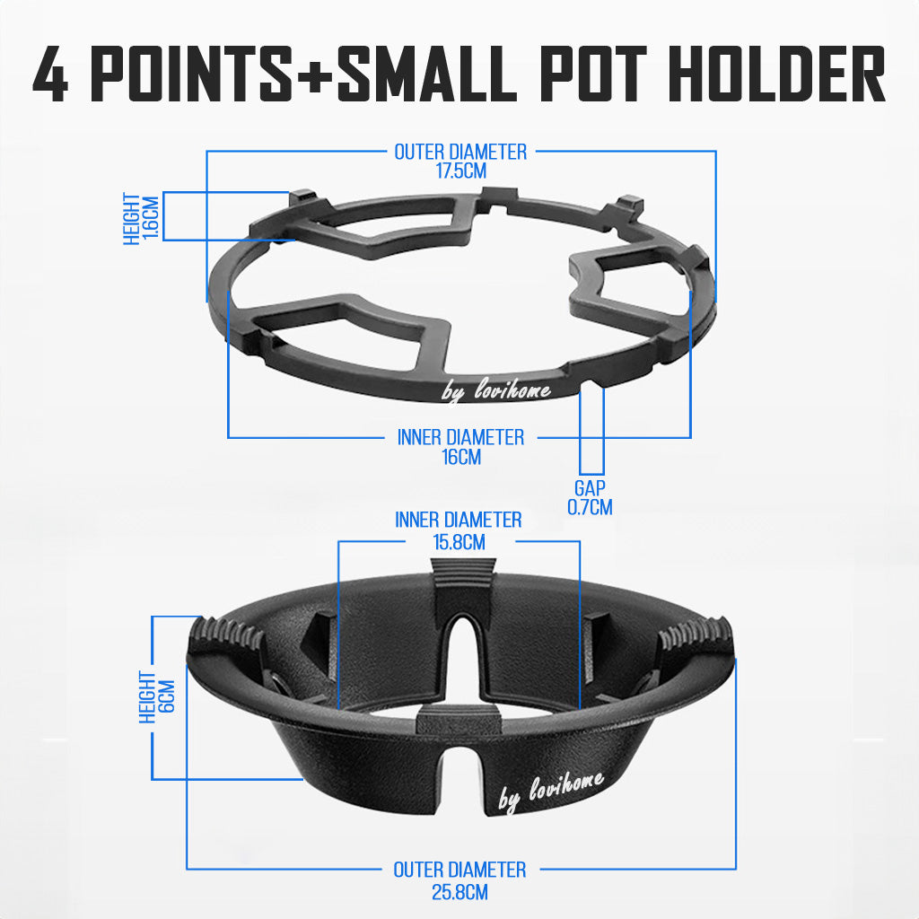 Universal Gas Hob Stove 4 Grates Support Rack Windproof Cover Cast Iron Windshield Non-slip Bracket Small Pot Holder