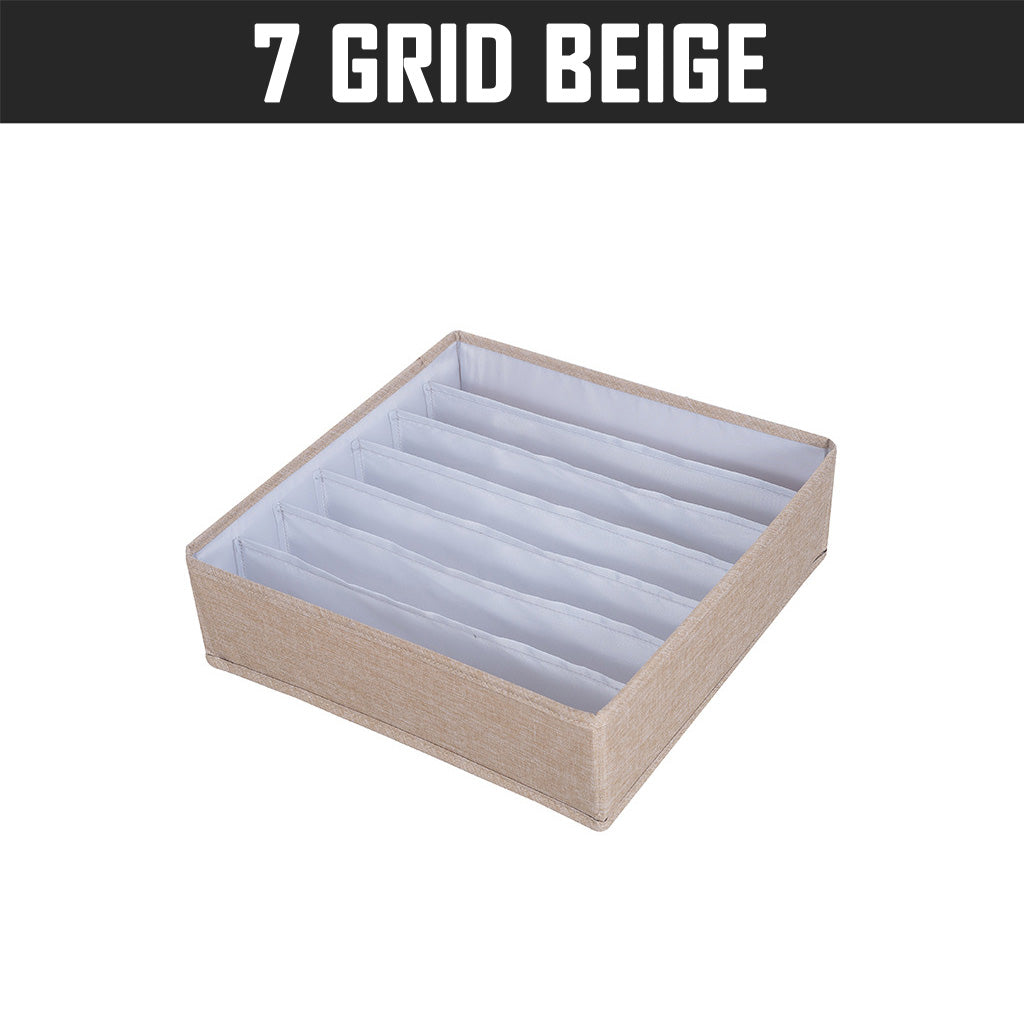 7 Grid Beige Clothes Organizer Wardrobe Storage Box Container Organiser Drawer Closet Underwear Socks