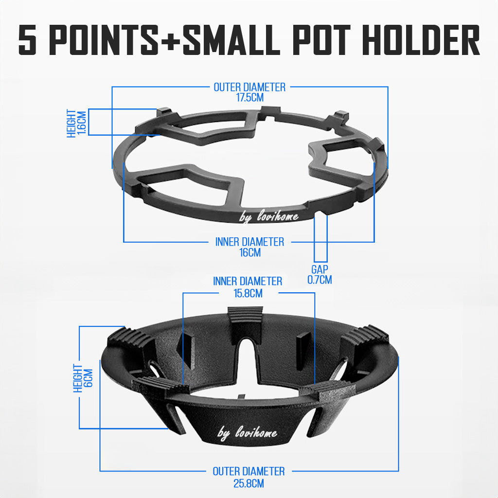 Universal Gas Hob Stove 5 Grates Support Rack Windproof Cover Cast Iron Windshield Non-slip Bracket Small Pot Holder