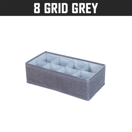 8 Grid Grey Clothes Organizer Wardrobe Storage Box Container Organiser Drawer Closet Underwear Socks