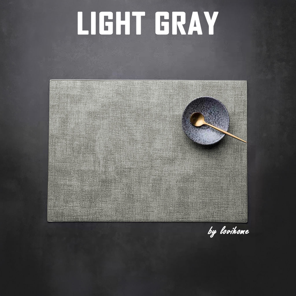 Waterproof Japanese-style Leather Light Gray Placemat Coaster for Dining Table Kitchen Placemat PU Tablemat