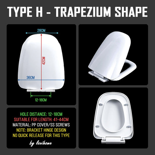 Anti-Slam Soft Closing Trapezium Shape Toilet Bowl Quick Release Toilet Seat Cover