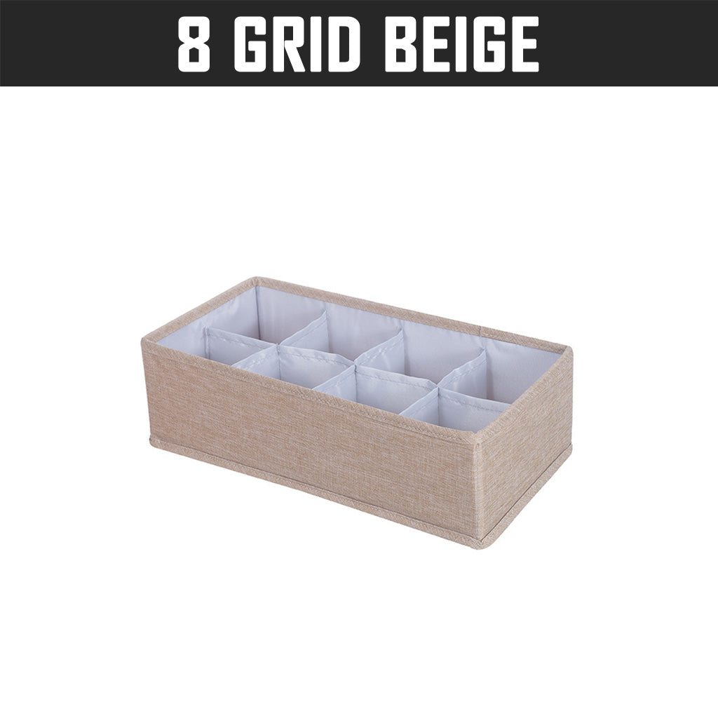 8 Grid Beige Clothes Organizer Wardrobe Storage Box Container Organiser Drawer Closet Underwear Socks