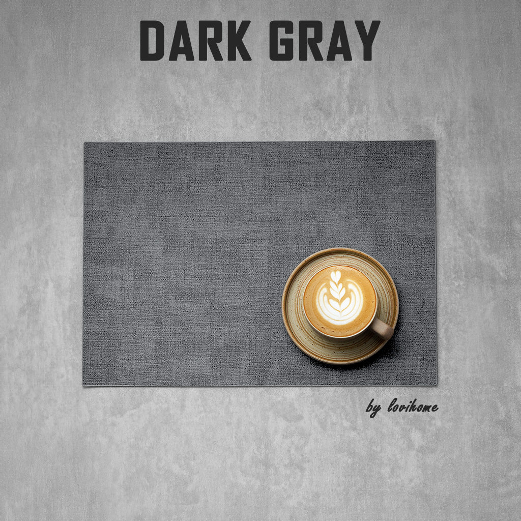 Waterproof Japanese-style Leather Dark Gray Placemat Coaster for Dining Table Kitchen Placemat PU Tablemat