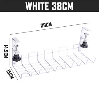 Under Desk Cable Organizer White 38cm Home Office Table Organiser Wire Plug Cord Management Rack Storage Holder Tray