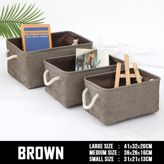 SG Foldable Linen Storage Bag Large Brown - Non Woven Organiser Basket Toys Laundry Wardrobe Organizer Box