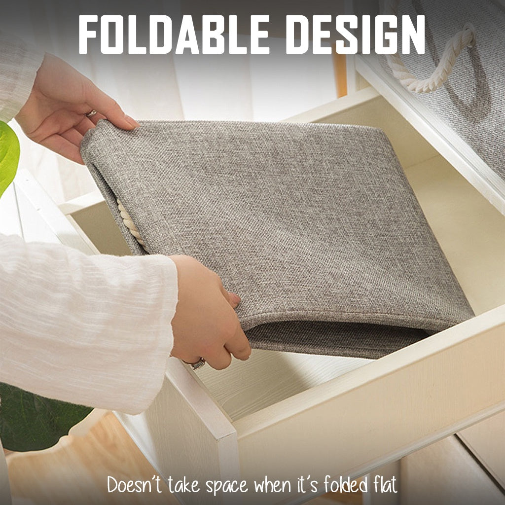 SG Foldable Linen Storage Bag Large Grey - Non Woven Organiser Basket Toys Laundry Wardrobe Organizer Box