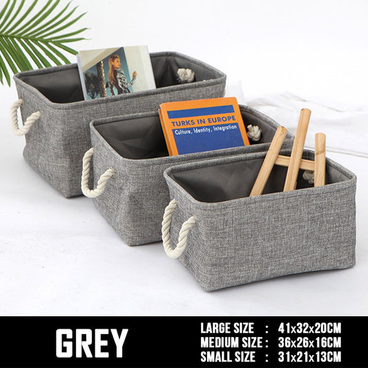 SG Foldable Linen Storage Bag Large Grey - Non Woven Organiser Basket Toys Laundry Wardrobe Organizer Box