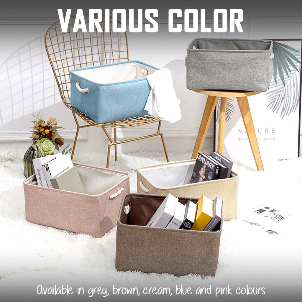 SG Foldable Linen Storage Bag Large Grey - Non Woven Organiser Basket Toys Laundry Wardrobe Organizer Box